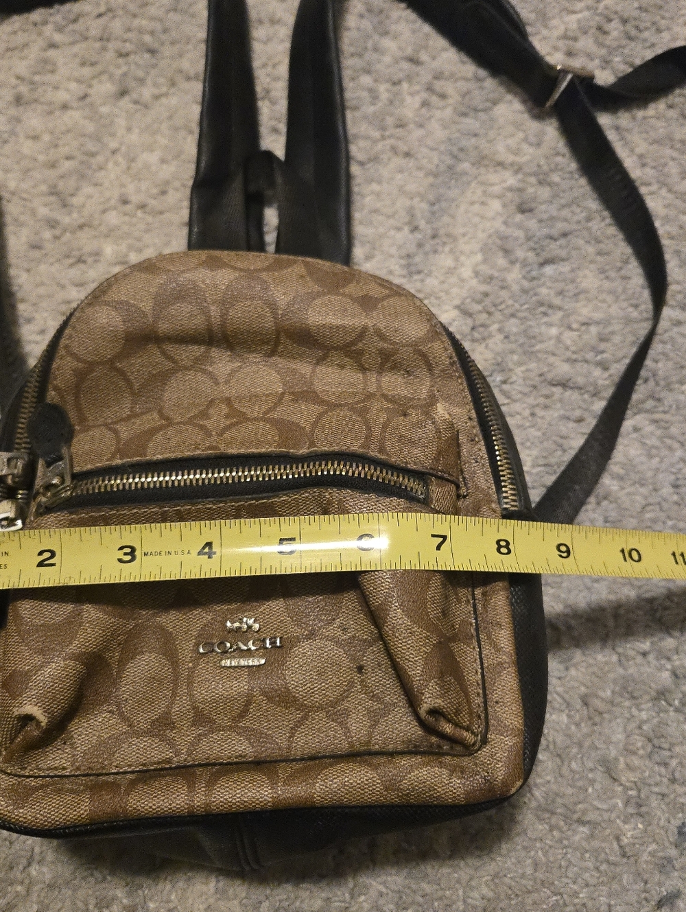 Coach Mini Charlie Backpack Signature Canvas Brown Black Small Travel Bag - Picture 15 of 16